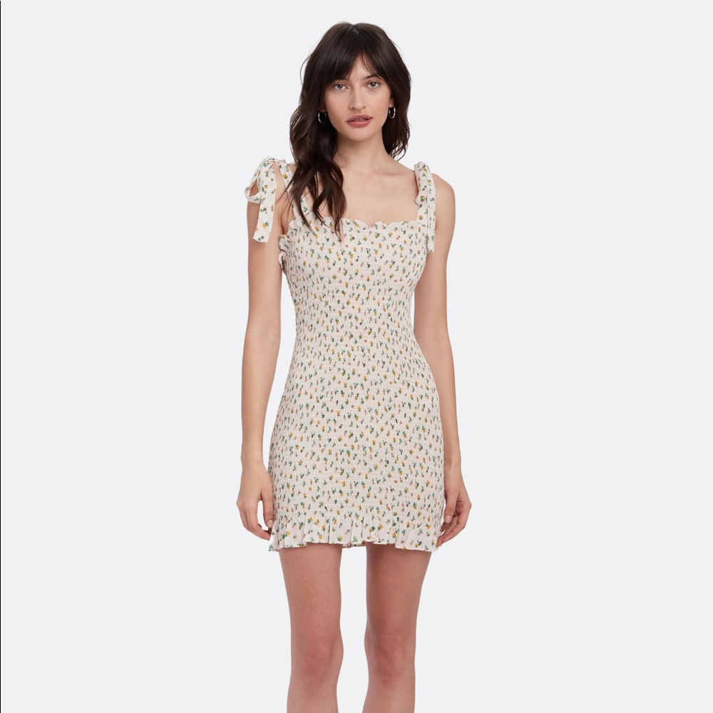 Free People Cream Mini Dress with Yellow & Green Floral Ditsy